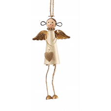 Χριστουγεννιάτικo Μεταλλικό Αγγελάκι με Σαμπανιζέ Καρδιά (19cm)